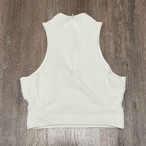 **SOLD** Like New Lululemon Ribbed Softstreme Mockneck Cropped Tank Top. Size S - Picture 3 of 6